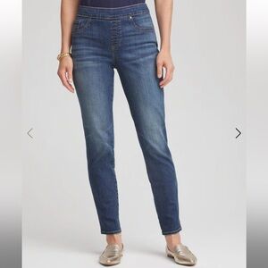 Chico's Dark Blue Skinny Pull On Jegging Ankle Jeans Sz 2.5 T Tall or 14